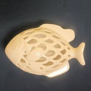 White Porcelain Potpourri Trinket Fish- Pacific Rim Imports- Made in Philippines